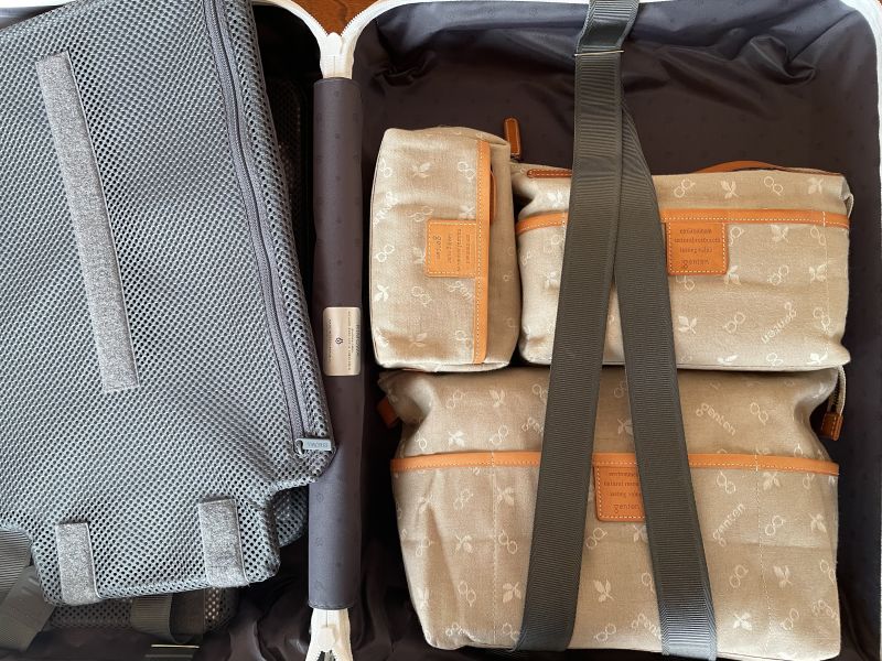 gentenのバッグインバッグ3種類スーツケースに入れたところ